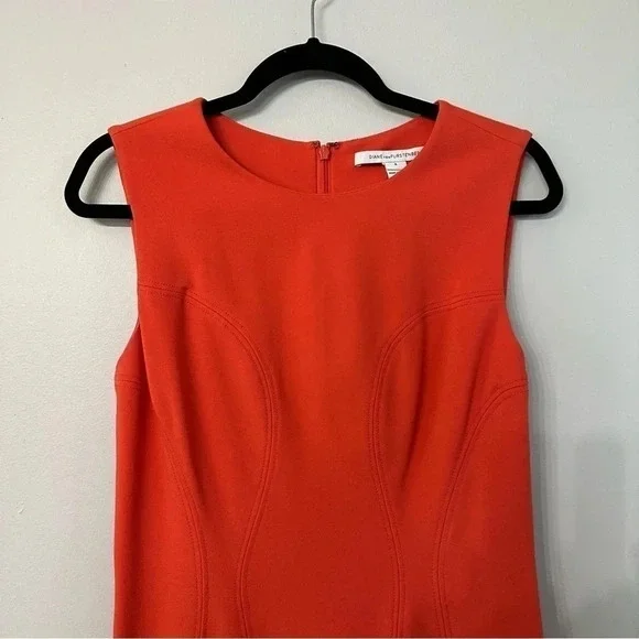 Diane von Furstenberg Jaelyn Hot Coral Mini Dress Size 8 GUC - Picture 5 of 10